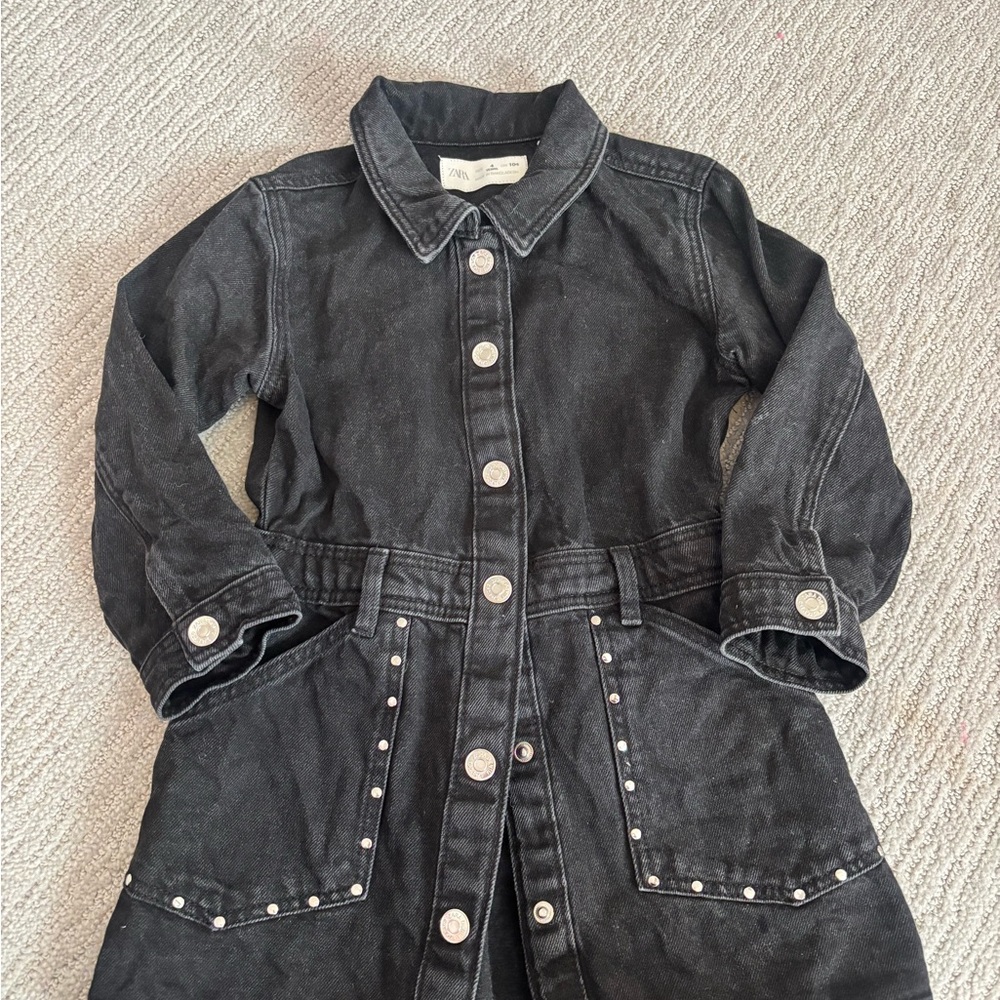 Zara Kids Black Denim Jacket Dress